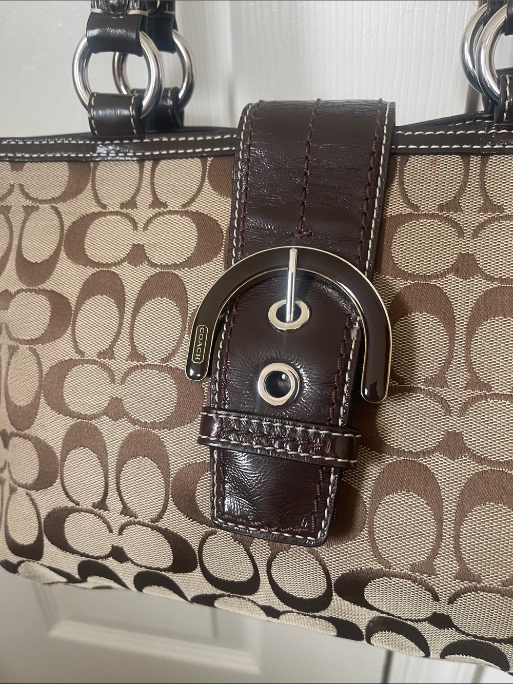Coach Soho Signature Hobo Shoulder Bag  Canvas Leather Auth - Picture 2 of 13